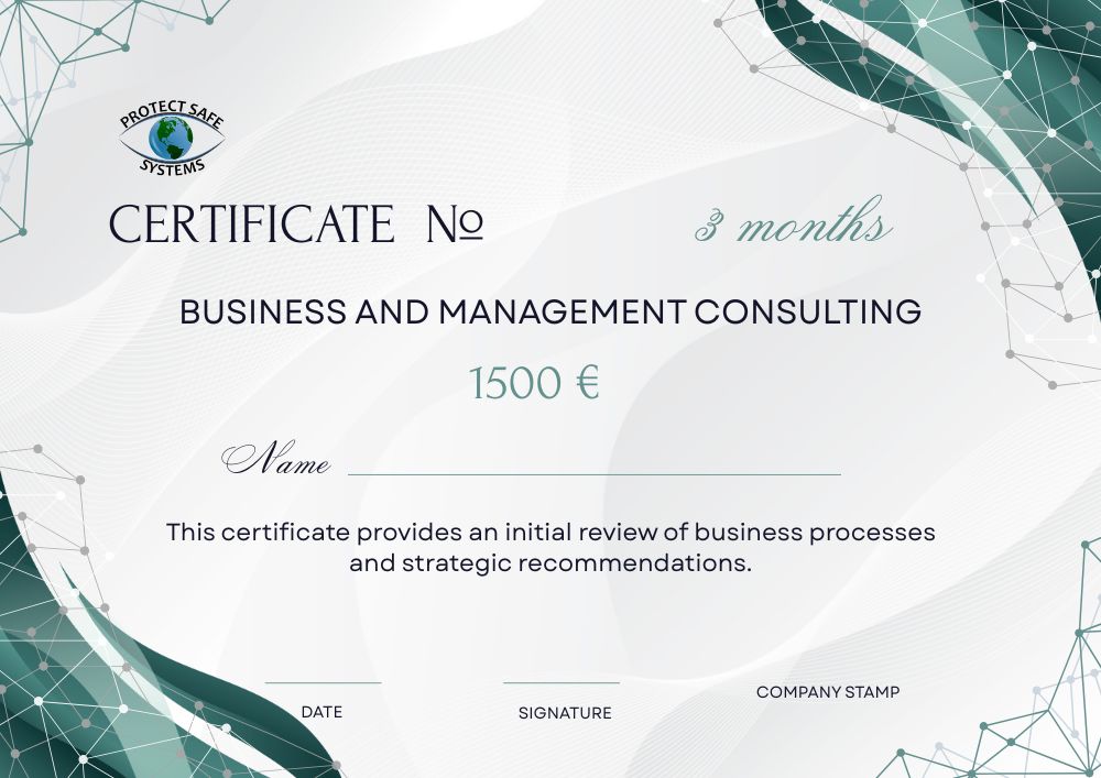 This certificate provides an initial review of business processes and strategic recommendations.