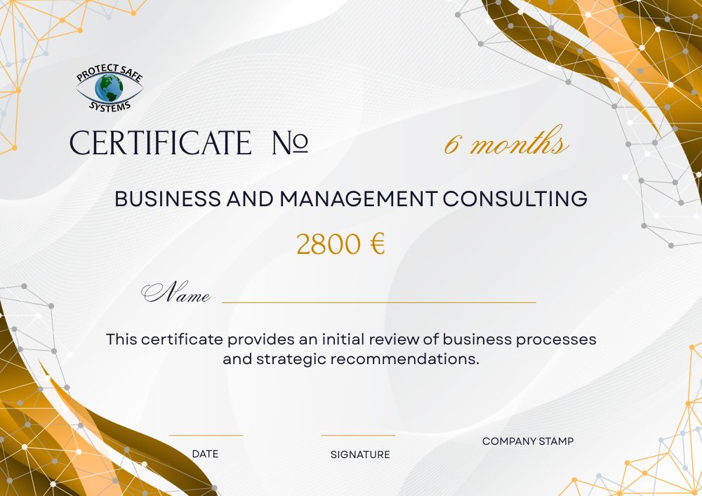 This certificate provides an initial review of business processes and strategic recommendations.
